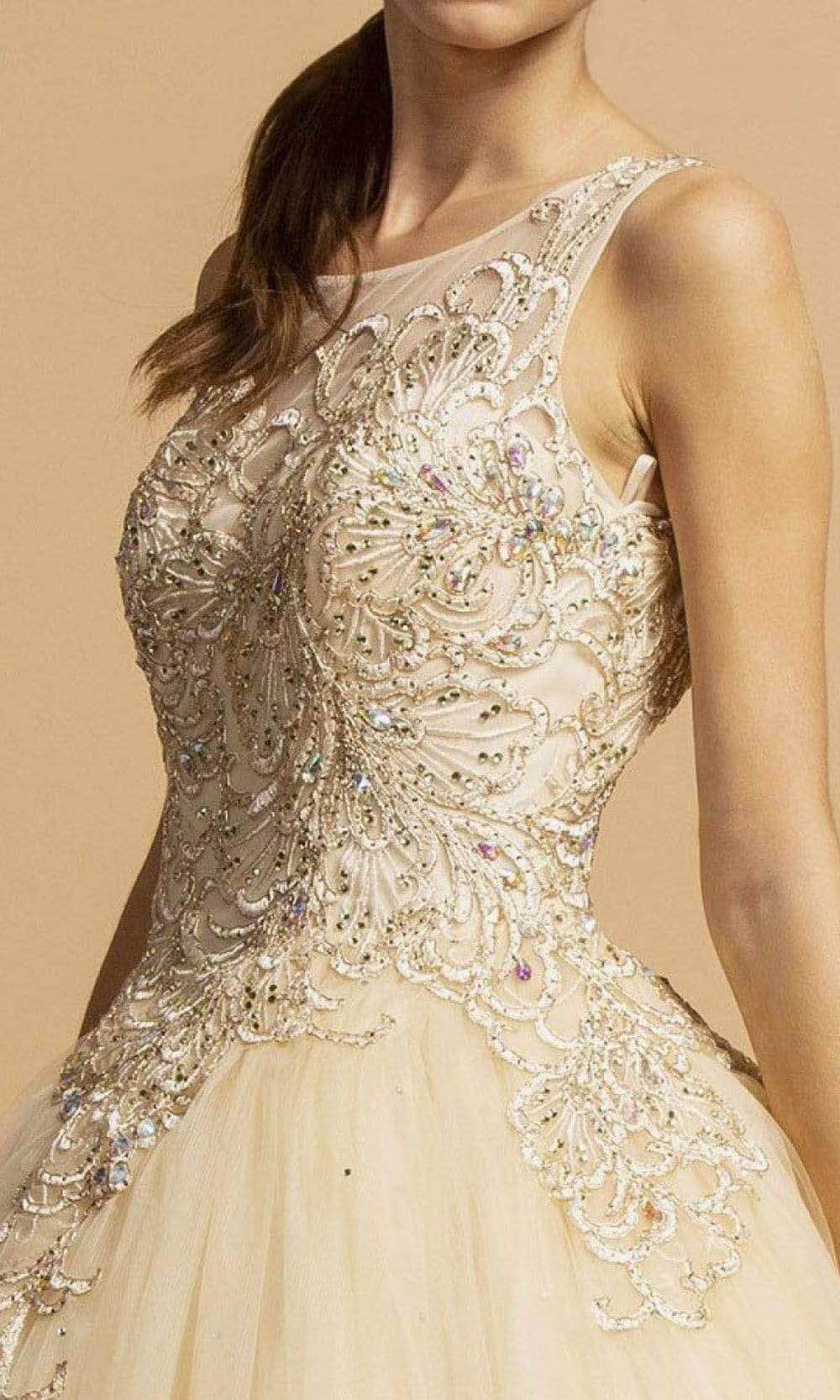 Trevi Collection - L2102 Illusion Jewel Ball Gown Ball Gowns