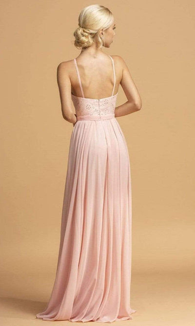 Trevi Collection - L2105 Embellished Halter Neck Chiffon Dress Prom Dresses