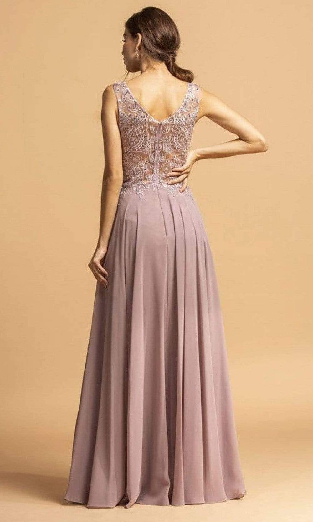 Trevi Collection - L2122 Sleeveless Embroidered Chiffon Dress Prom Dresses