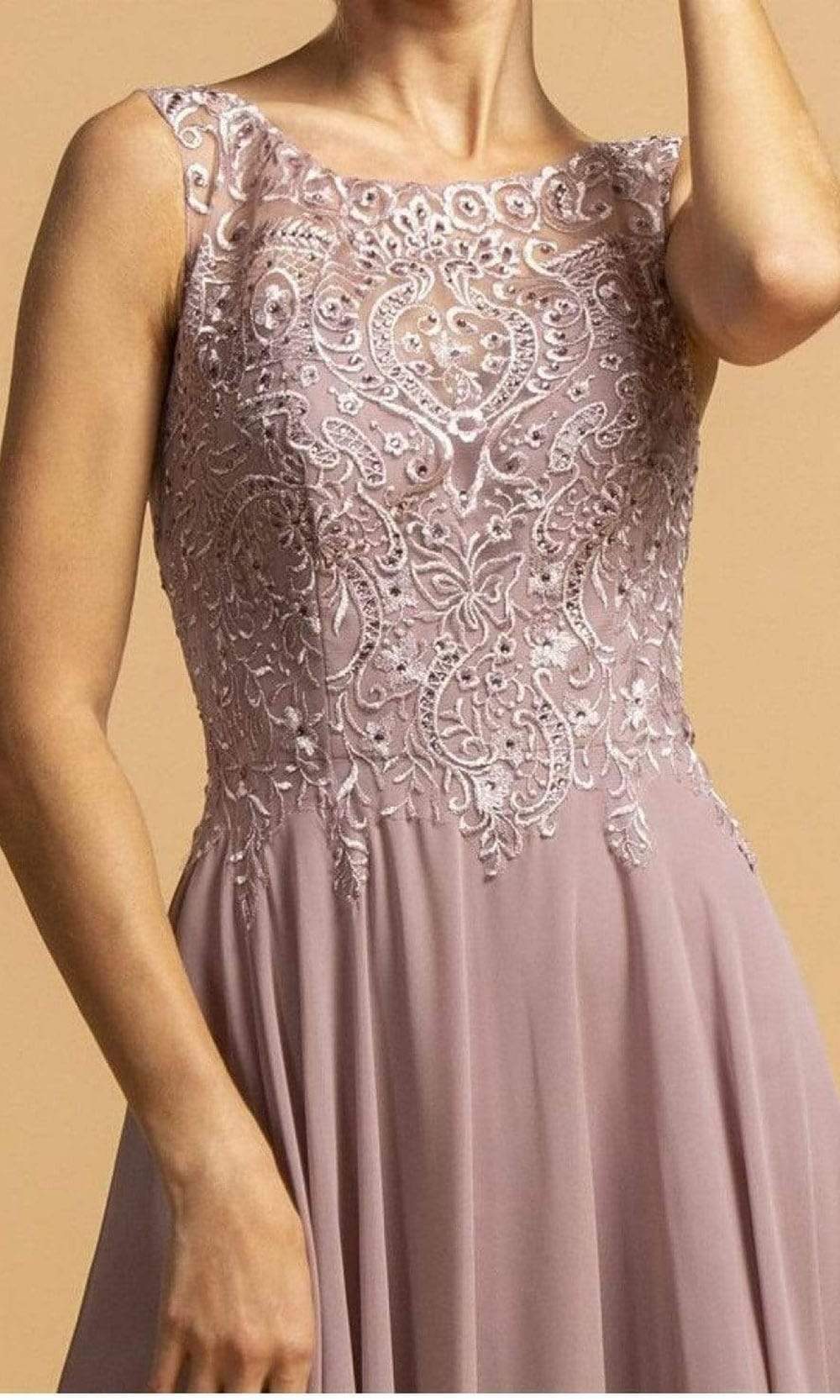 Trevi Collection - L2122 Sleeveless Embroidered Chiffon Dress Prom Dresses