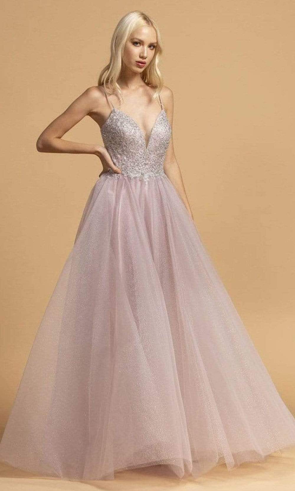 Trevi Collection - L2150 Embroidered Cutout Back Tulle Dress Prom Dresses