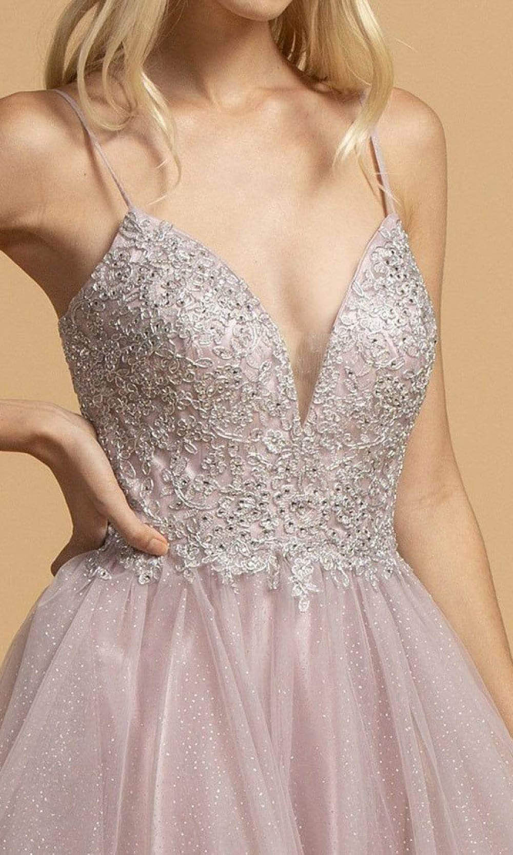 Trevi Collection - L2150 Embroidered Cutout Back Tulle Dress Prom Dresses