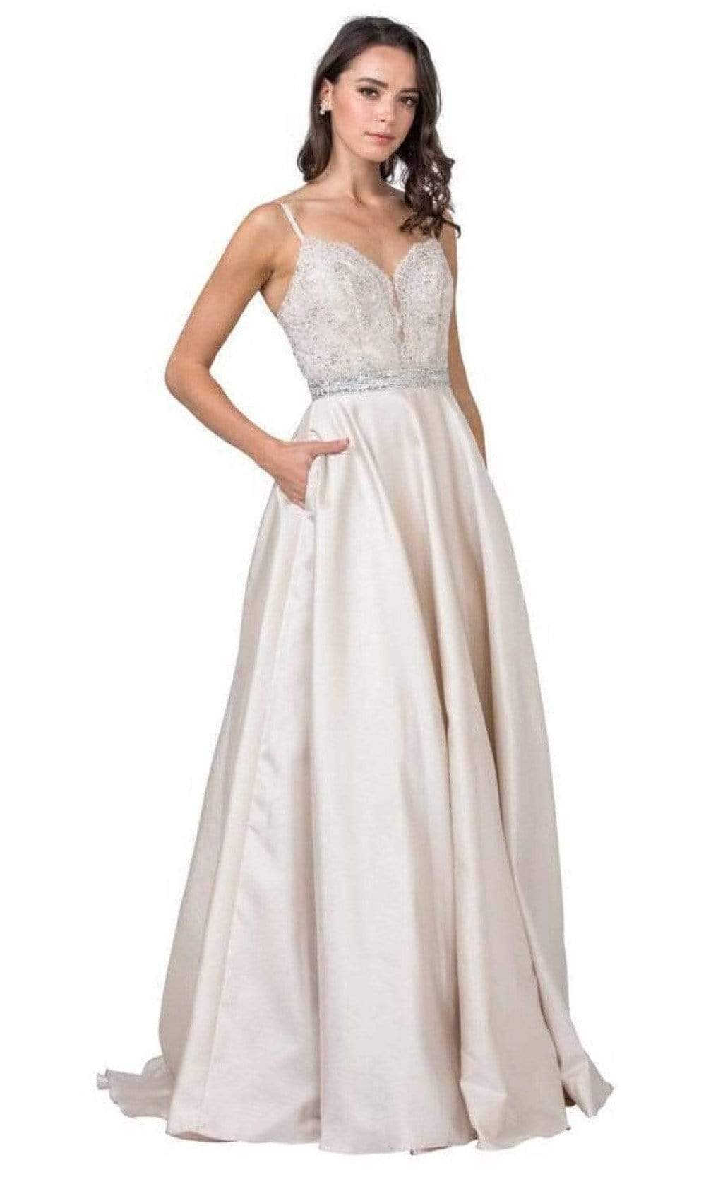 Trevi Collection - L2151 Beaded Sweetheart Evening Dress Prom Dresses XXS / Blush