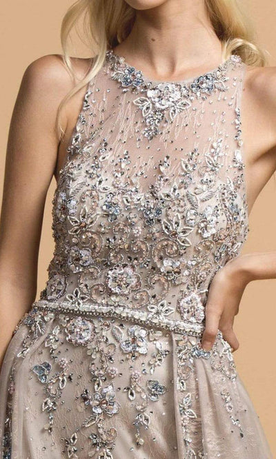 Trevi Collection - L2155 Bedazzled Lace A-Line Flowy Dress Prom Dresses