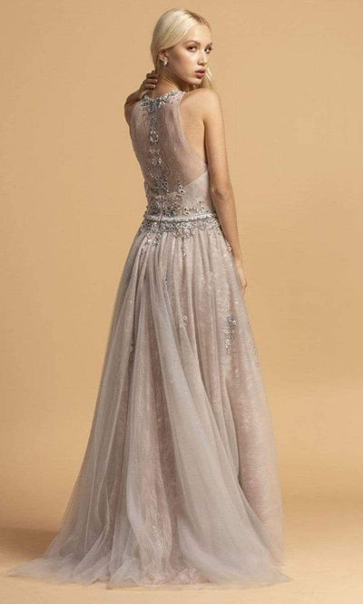 Trevi Collection - L2155 Bedazzled Lace A-Line Flowy Dress Prom Dresses