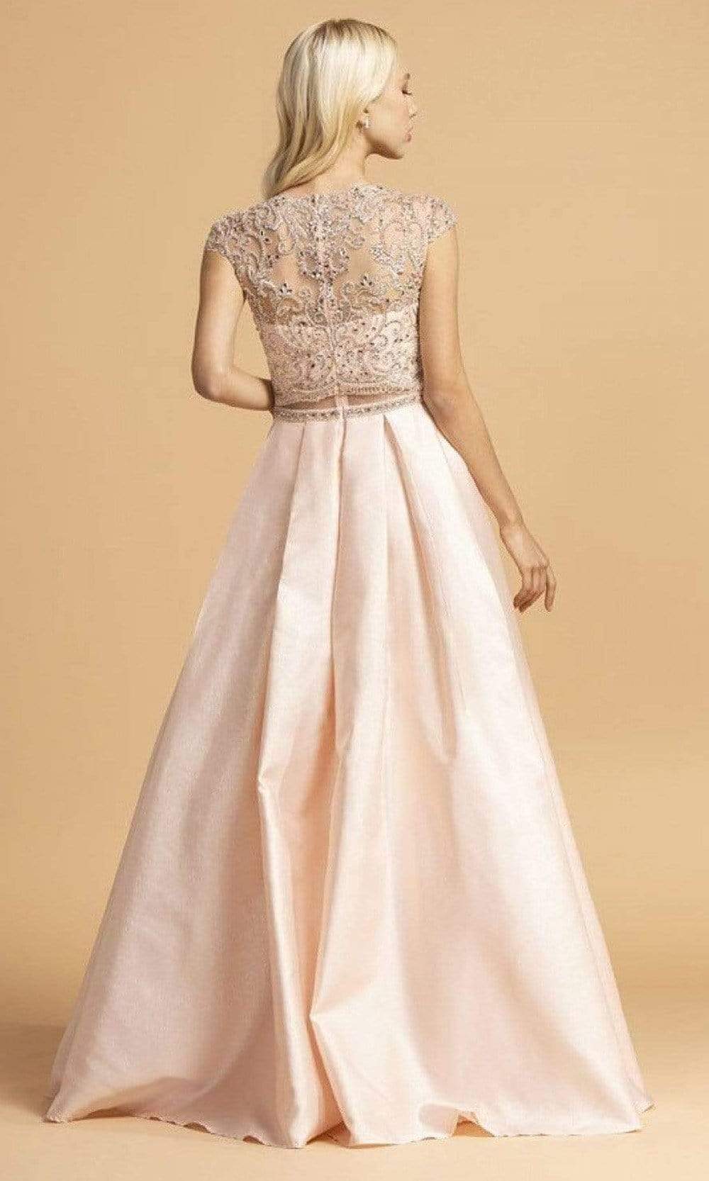 Trevi Collection - L2157 Faux Two-Piece Beaded Cap Sleeve Dress Mother of the Bride Dresses