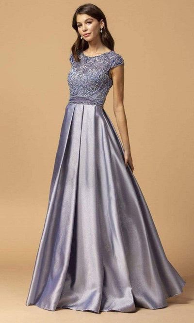 Trevi Collection - L2157 Faux Two-Piece Beaded Cap Sleeve Dress Mother of the Bride Dresses XXS / Royal