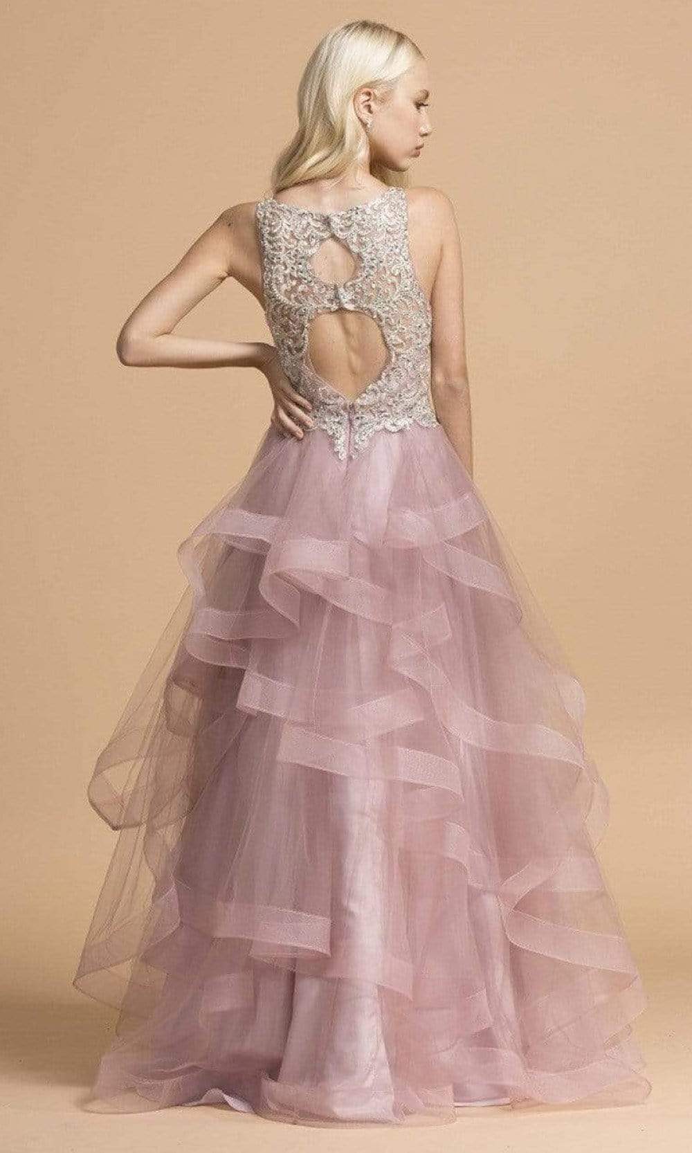 Trevi Collection - L2160 Lace Bodice Tiered Tulle Dress Prom Dresses