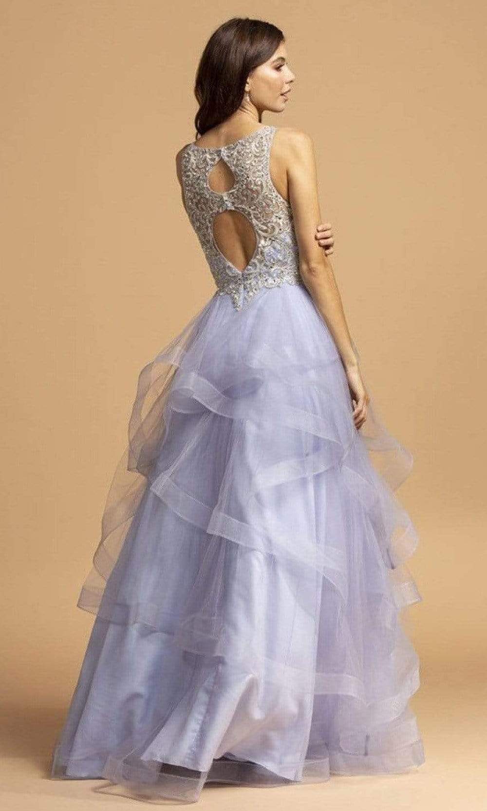 Trevi Collection - L2160 Lace Bodice Tiered Tulle Dress Prom Dresses