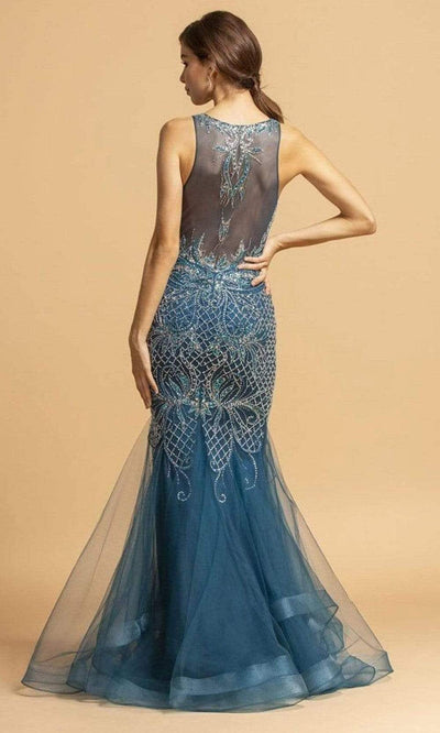 Trevi Collection - L2164 Plunging V-Neck A-Line Evening Dress Evening Dresses