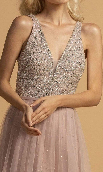 Trevi Collection - L2165 Sleeveless Beaded Tulle A-Line Dress Prom Dresses