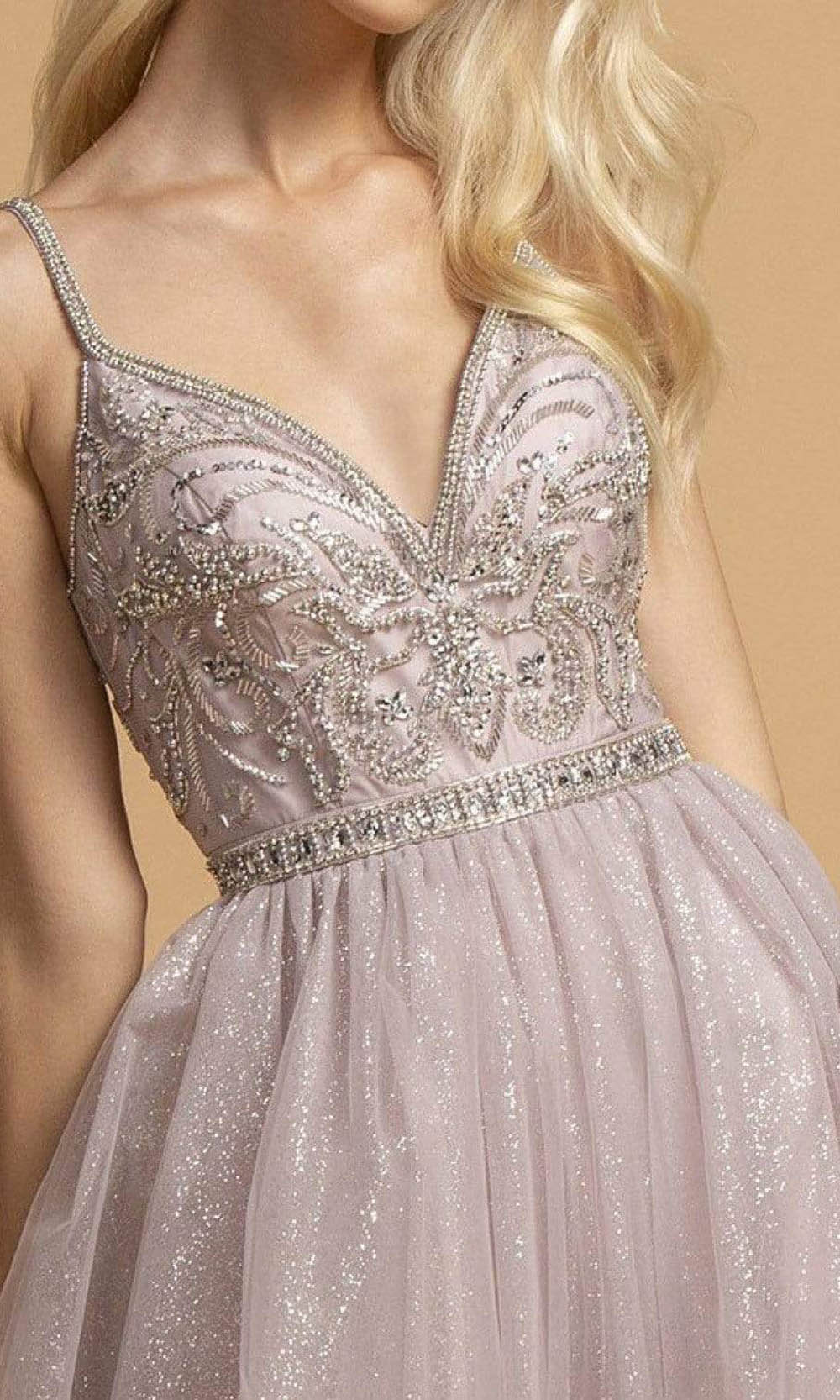 Trevi Collection - L2167 Glitter A-Line Evening Dress Evening Dresses