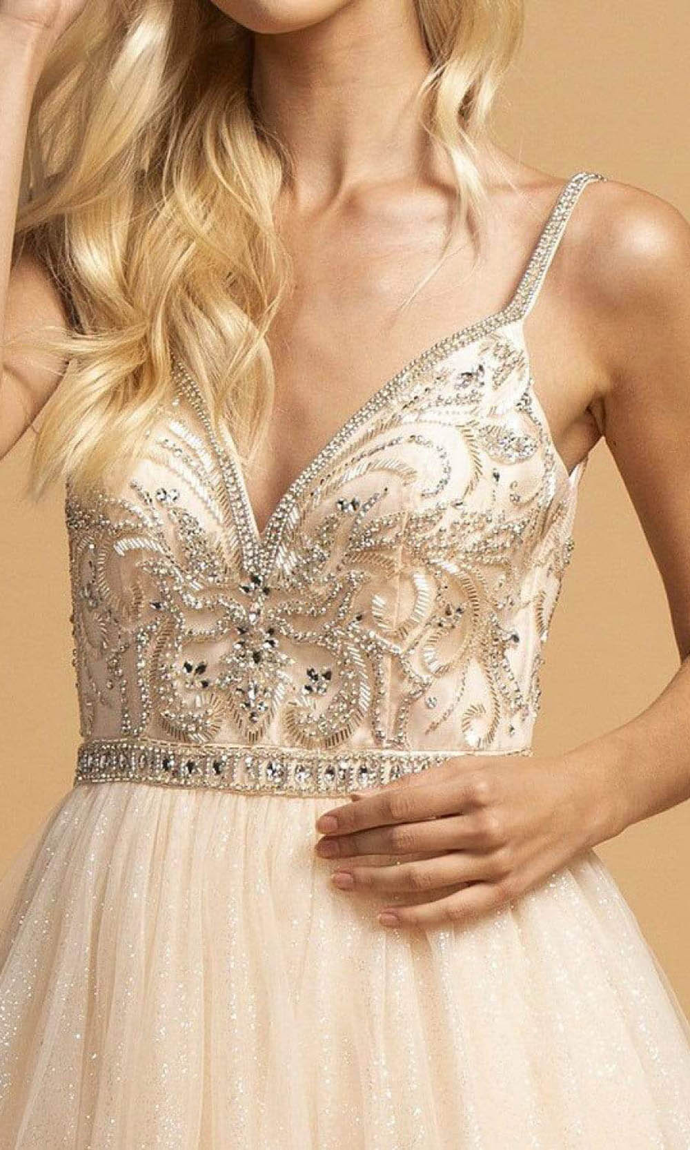 Trevi Collection - L2167 Glitter A-Line Evening Dress Evening Dresses
