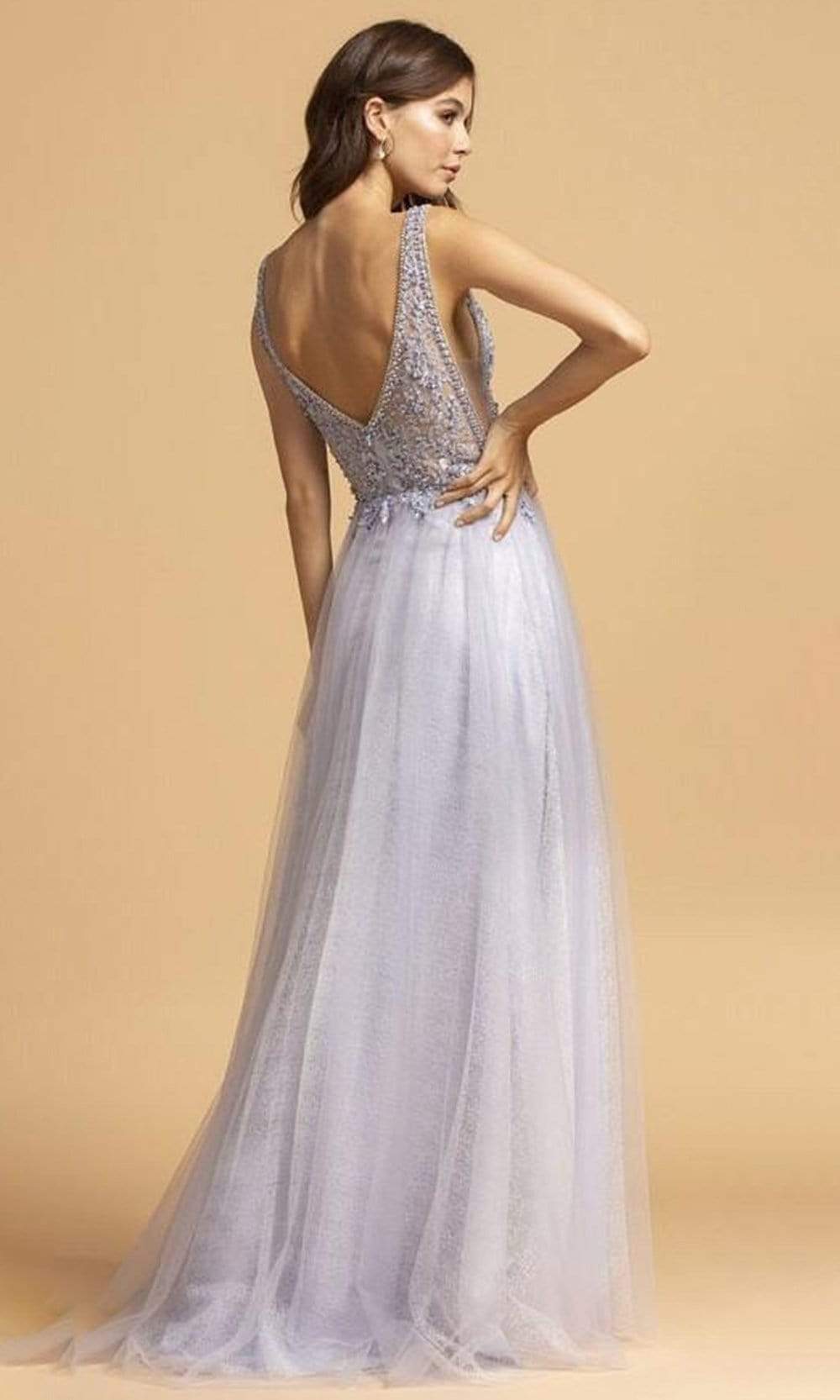 Trevi Collection - L2179 Beaded Applique A-Line Long Dress Prom Dresses