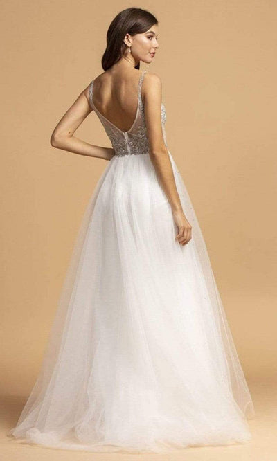 Trevi Collection - L2180 Metallic Lace Applique Overskirt Dress Special Occasion Dress