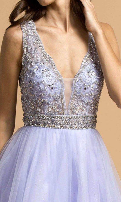 Trevi Collection - L2181 Beaded Cutout Back Tulle Dress Prom Dresses