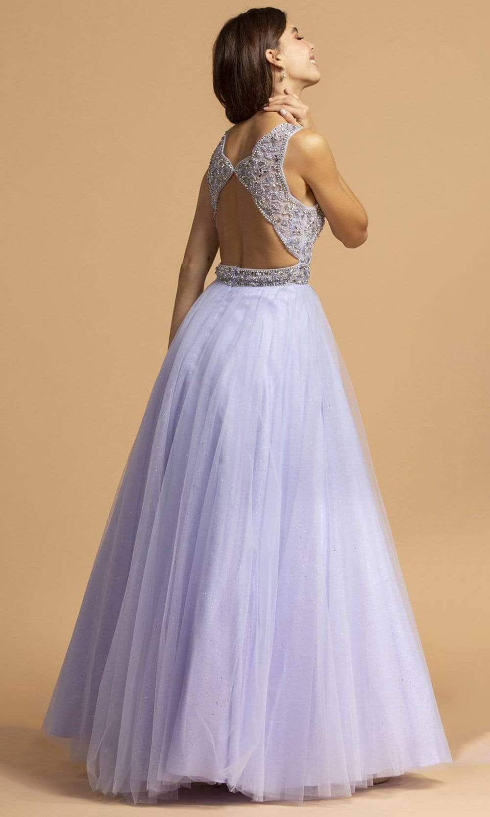 Trevi Collection - L2181 Beaded Cutout Back Tulle Dress Prom Dresses