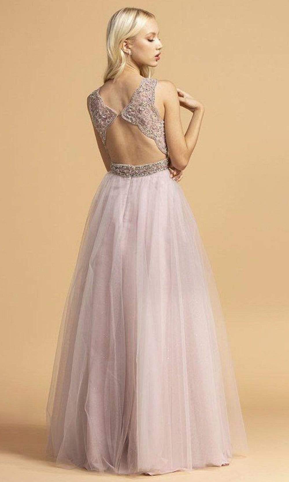 Trevi Collection - L2181 Beaded Cutout Back Tulle Dress Prom Dresses