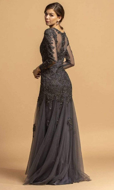 Trevi Collection - L2182 Long Sleeve Appliqued Trumpet Dress Evening Dresses