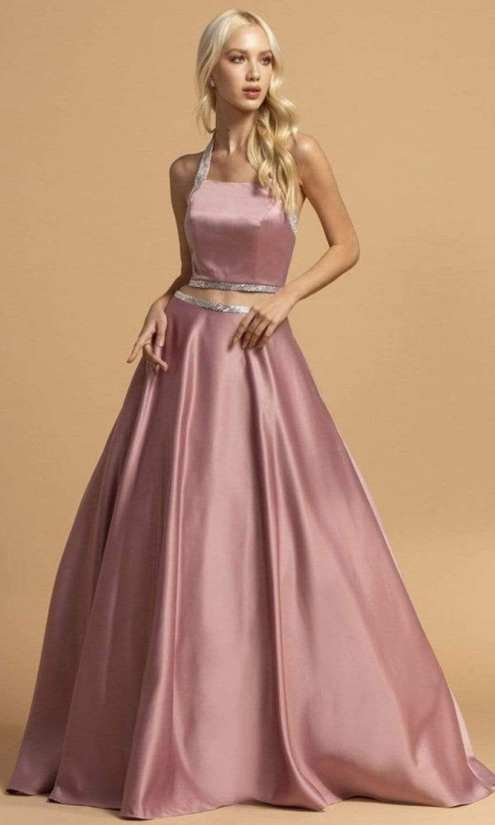 Trevi Collection - L2198 Straight A-Line Evening Dress Evening Dressses XXS / Mauve