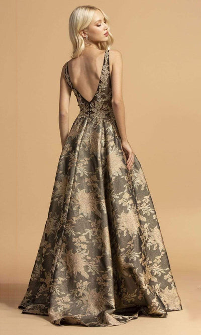 Trevi Collection - L2208 Appliqued Jacquard A-Line Dress Prom Dresses