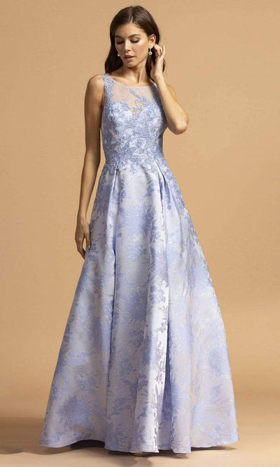 Trevi Collection - L2208 Appliqued Jacquard A-Line Dress Prom Dresses XXS / Lilac