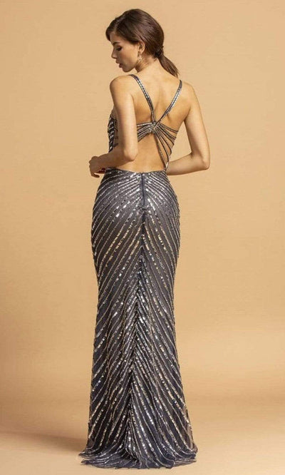 Trevi Collection - L2209 Strappy Back Sequined Sheath Dress Evening Dresses