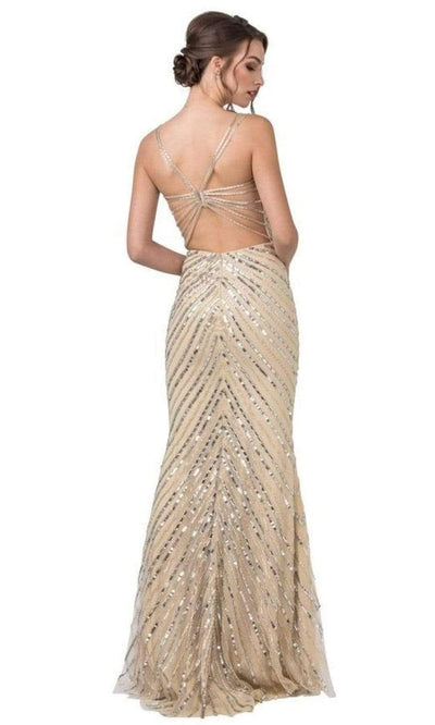 Trevi Collection - L2209 Strappy Back Sequined Sheath Dress Evening Dresses