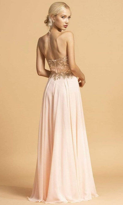 Trevi Collection - L2214 Strapless Metallic Applique A-Line Dress Prom Dresses