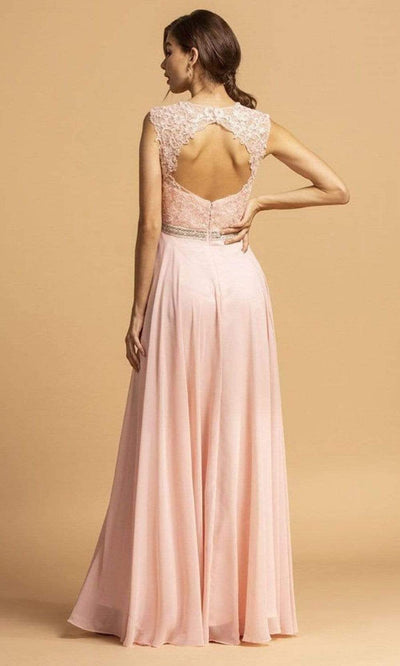 Trevi Collection - L2222 Cap Sleeve Cutout Back Chiffon Dress Special Occasion Dress