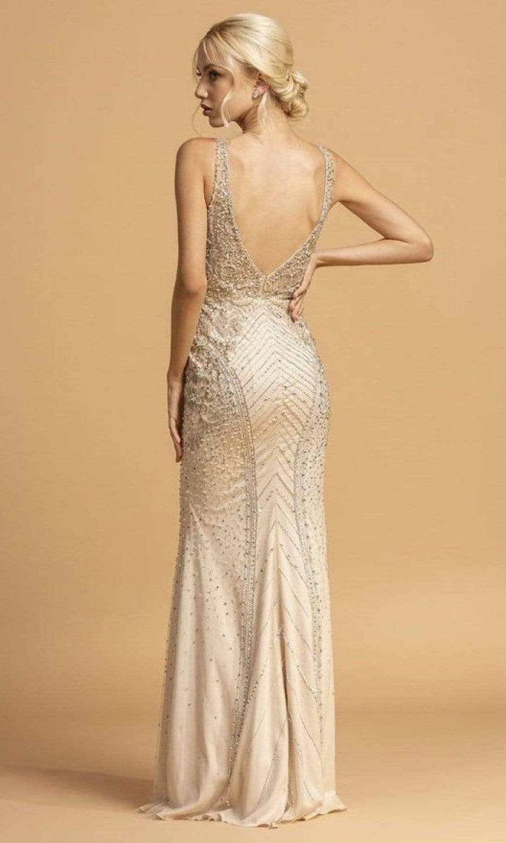 Trevi Collection - L2228 Rhinestone Embellished Long Dress Evening Dresses