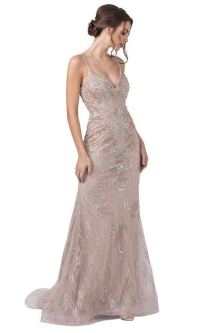 Trevi Collection - L2230 Appliques A-Line Evening Dress Evening Dresses XXS / Blush