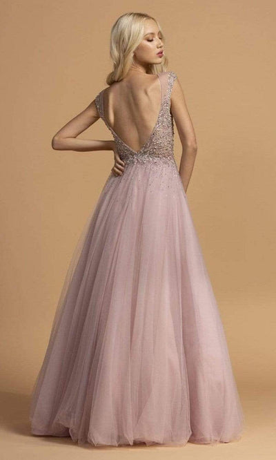 Trevi Collection - L2233 Cap Sleeve Beaded Illusion Jewel Dress Prom Dresses