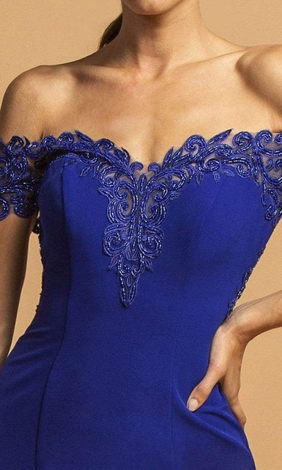 Trevi Collection - L2235 Off Shoulder Trumpet Evening Dress Evening Dresses