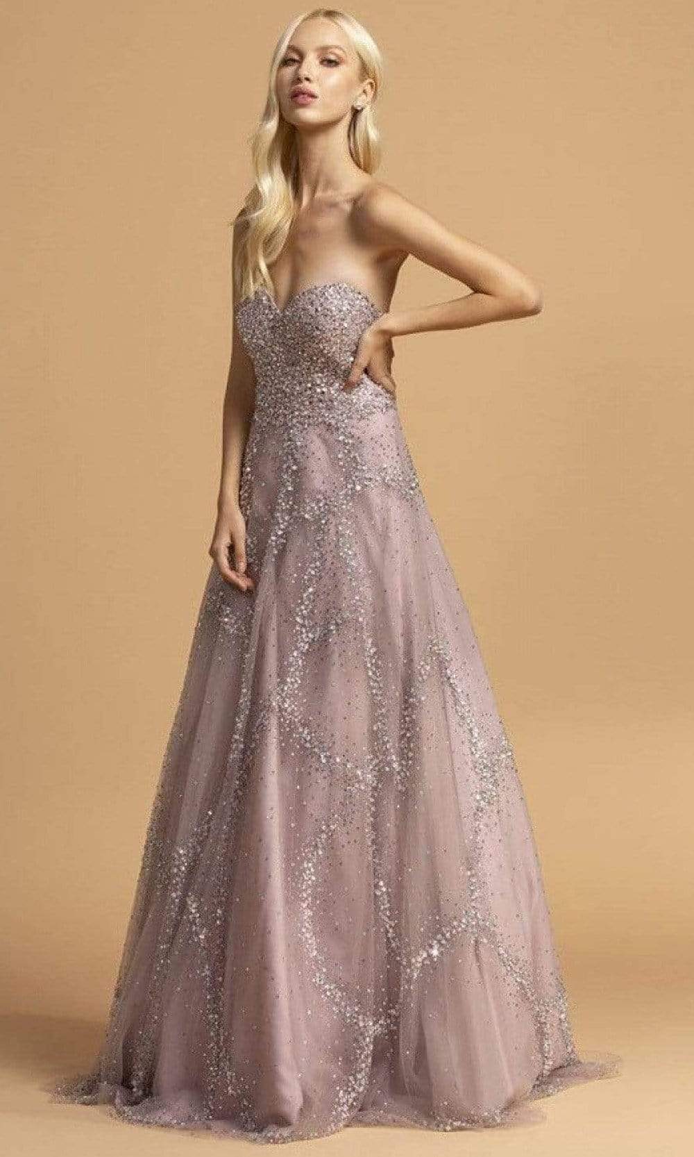 Trevi Collection - L2260 Sweetheart Beaded A-Line Dress Prom Dresses XXS / Mauve