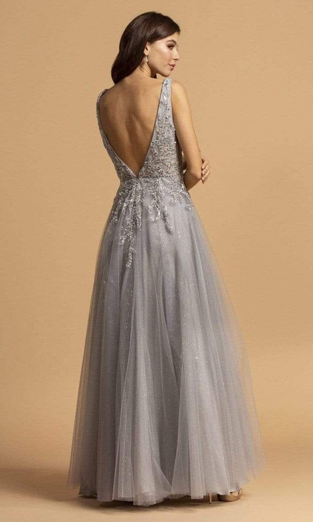 Trevi Collection - L2263 Beaded Glitter Tulle A-Line Dress Prom Dresses