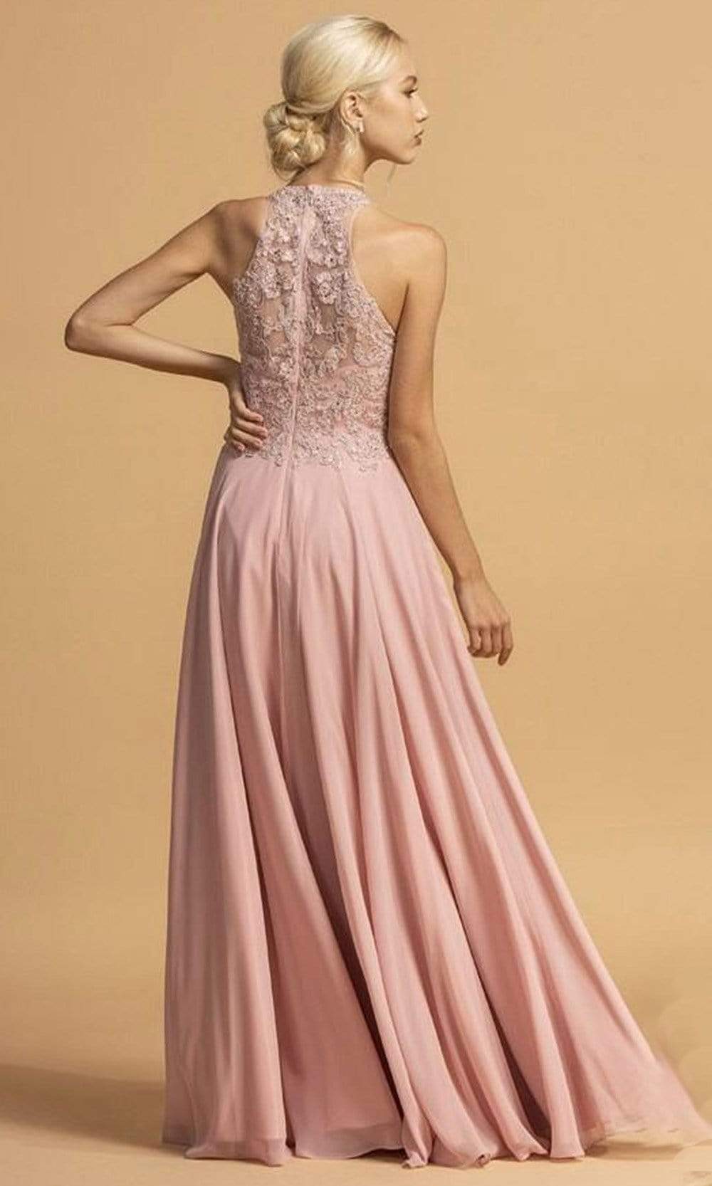 Trevi Collection - L2266 Appliqued Halter Chiffon Long Dress Prom Dresses