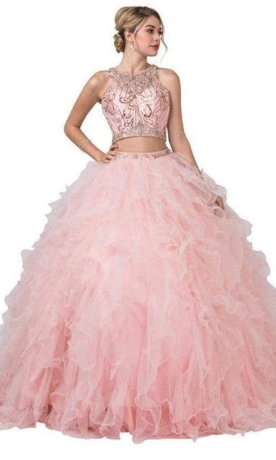 Trevi Collection - L2281 Illusion Jewel Two Piece Ball Gown Ball Gowns XXS / Blush