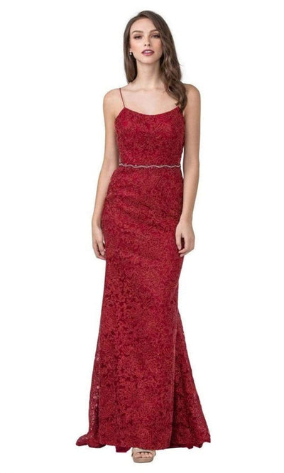 Trevi Collection - L2294 Scoop Sheath Evening Dress Evening Dresses XXS / Burgundy