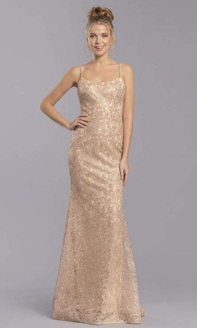 Trevi Collection - L2294 Scoop Sheath Evening Dress Evening Dresses XXS / Gold