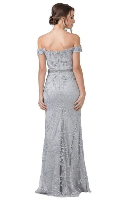 Trevi Collection - L2295 Off Shoulder Embroidered Sheath Dress Evening Dresses