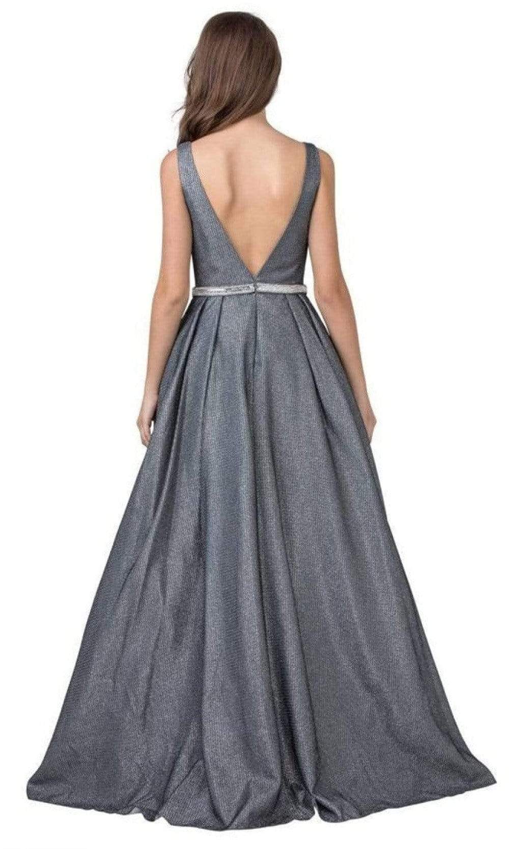 Trevi Collection - L2303 V Back Plunging V-Neck A-Line Dress Prom Dresses