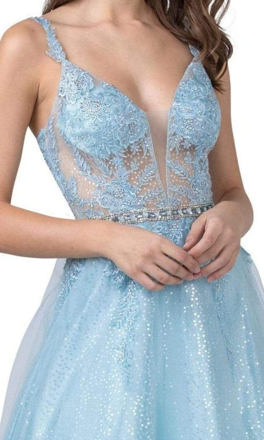 Trevi Collection - L2360 Thin Straps Appliques A-Line Dress Prom Dresses