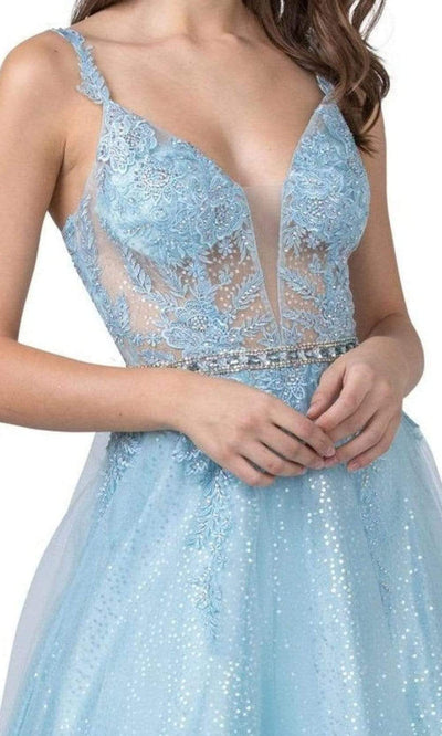 Trevi Collection - L2360 Thin Straps Appliques A-Line Dress Prom Dresses