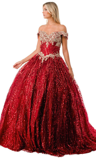 Trevi Collection L2364 - Lace-Up Glitter Ballgown