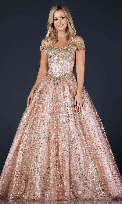 Trevi Collection L2364 - Lace-Up Glitter Ballgown