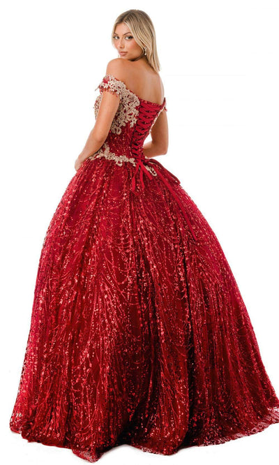 Trevi Collection L2364 - Lace-Up Glitter Ballgown