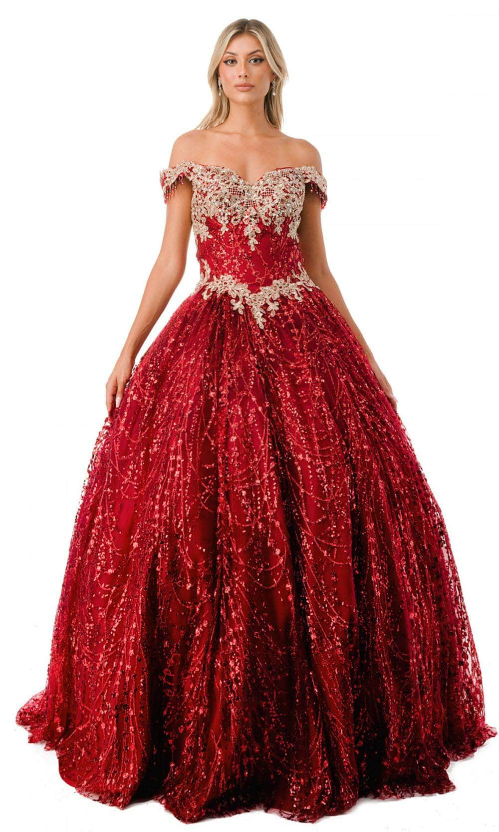 Trevi Collection L2364 - Lace-Up Glitter Ballgown