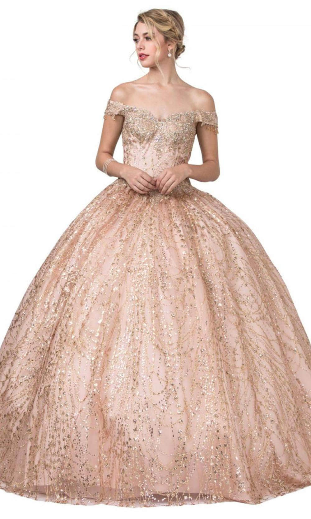 Trevi Collection L2364 - Lace-Up Glitter Ballgown