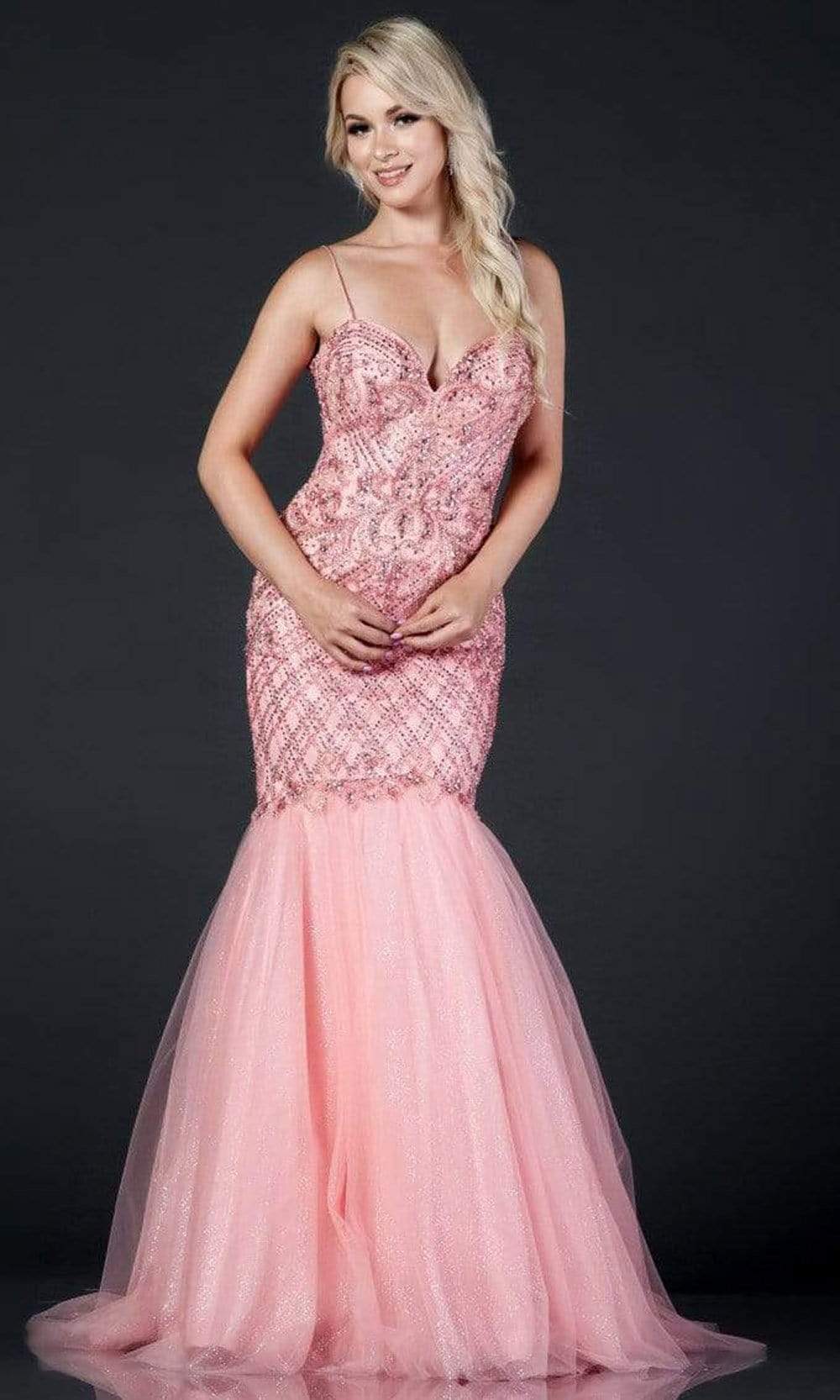 Trevi Collection - L2367 Sweetheart Trumpet Full Length Dress Evening Dresses XXS / Pink